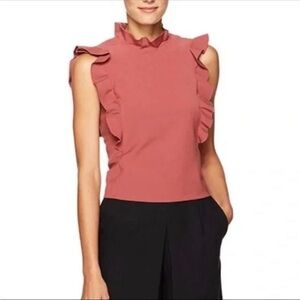 Rebecca Taylor Top Sz. 8 high mock neck ruffles blouse shell